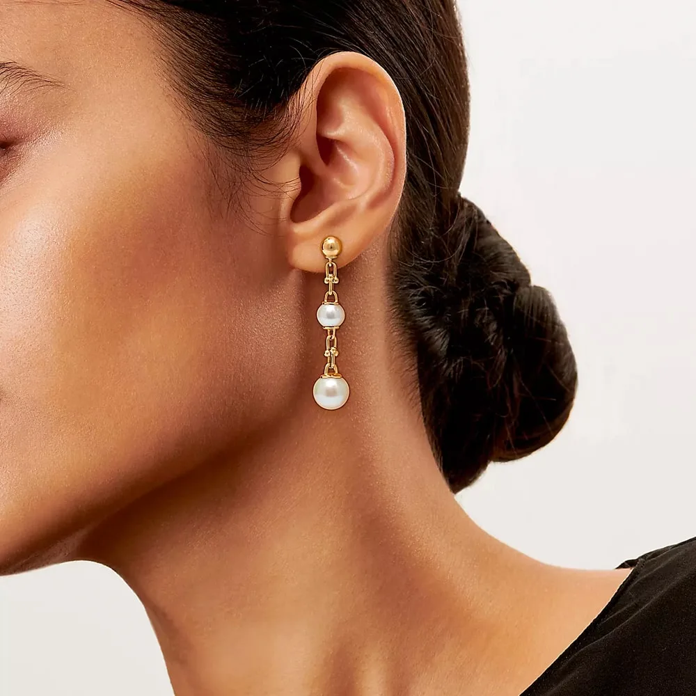 Triple Drop Link Earrings – תמונה 2
